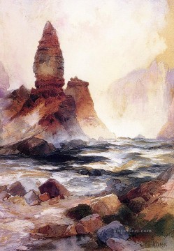 Thomas Moran Painting - Tower Falls and Sulphur Rock Yellowstone Rocky Mountains School Thomas Moran